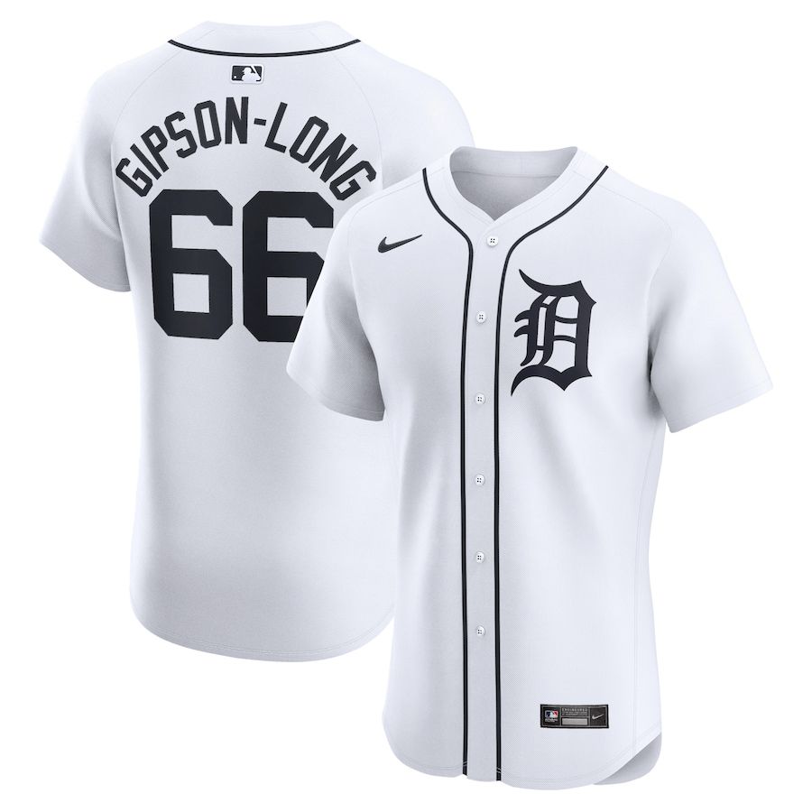 Men Detroit Tigers 66 Sawyer Gipson-Long Nike White Home Elite Player MLB Jersey